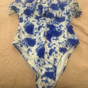 Vibrant Blue and White Swimsuit